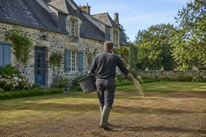Engazonnement professionnel et pose de gazon en rouleaux en Bretagne
