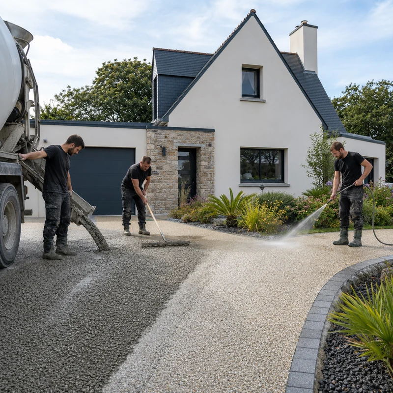 Technique de coulage et de lavage du béton désactivé